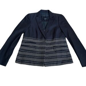 Piazza Sempione- NWT Navy Longsleeve Blazer with Ivory Striped Stitching